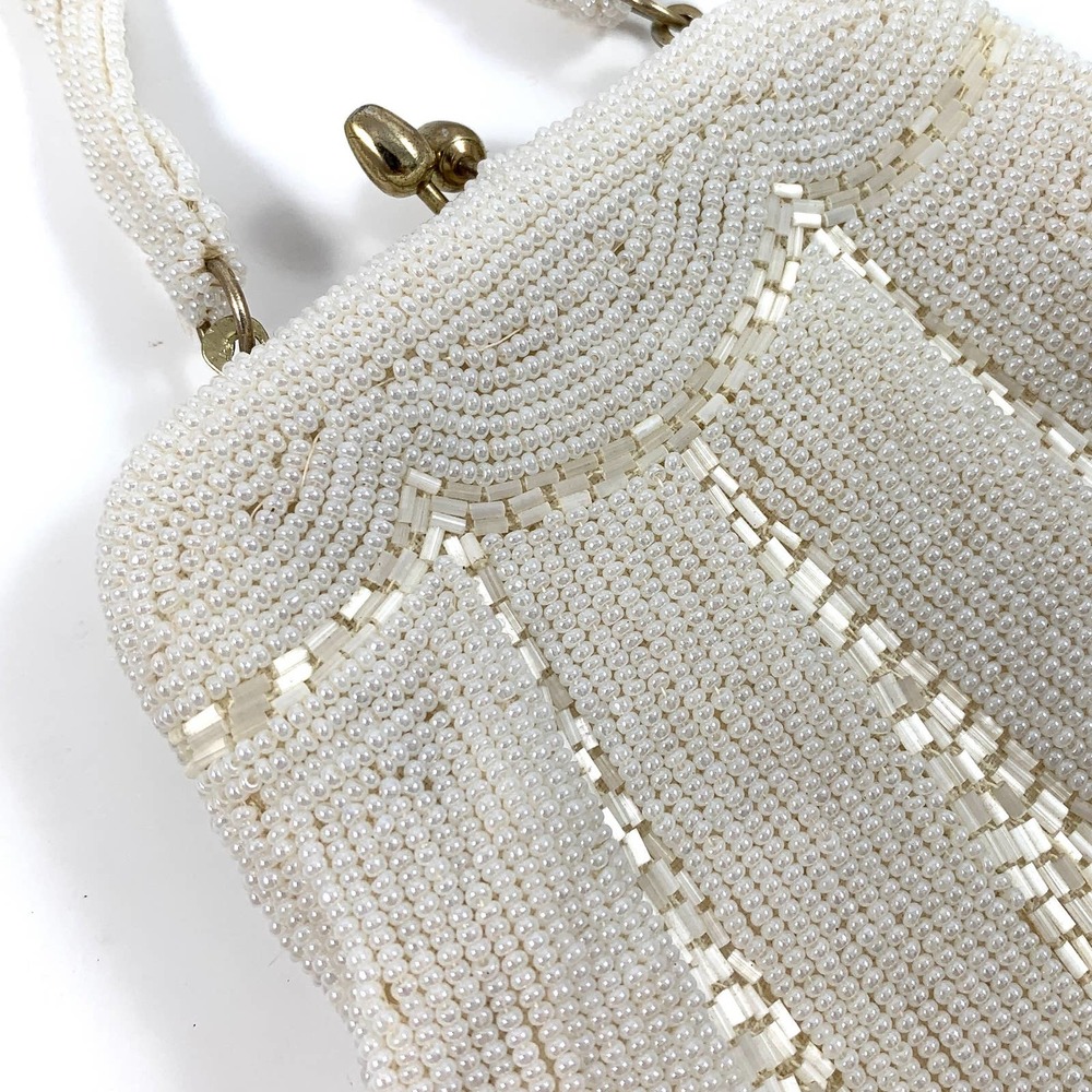 ❌SOLD❌ Vintage KOREAN white glass beaded mini bag - Picture 4 of 13